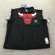 Chicago Bulls Denim Vest Mens XX-Large Black NBA Basketball Heritage America UNK