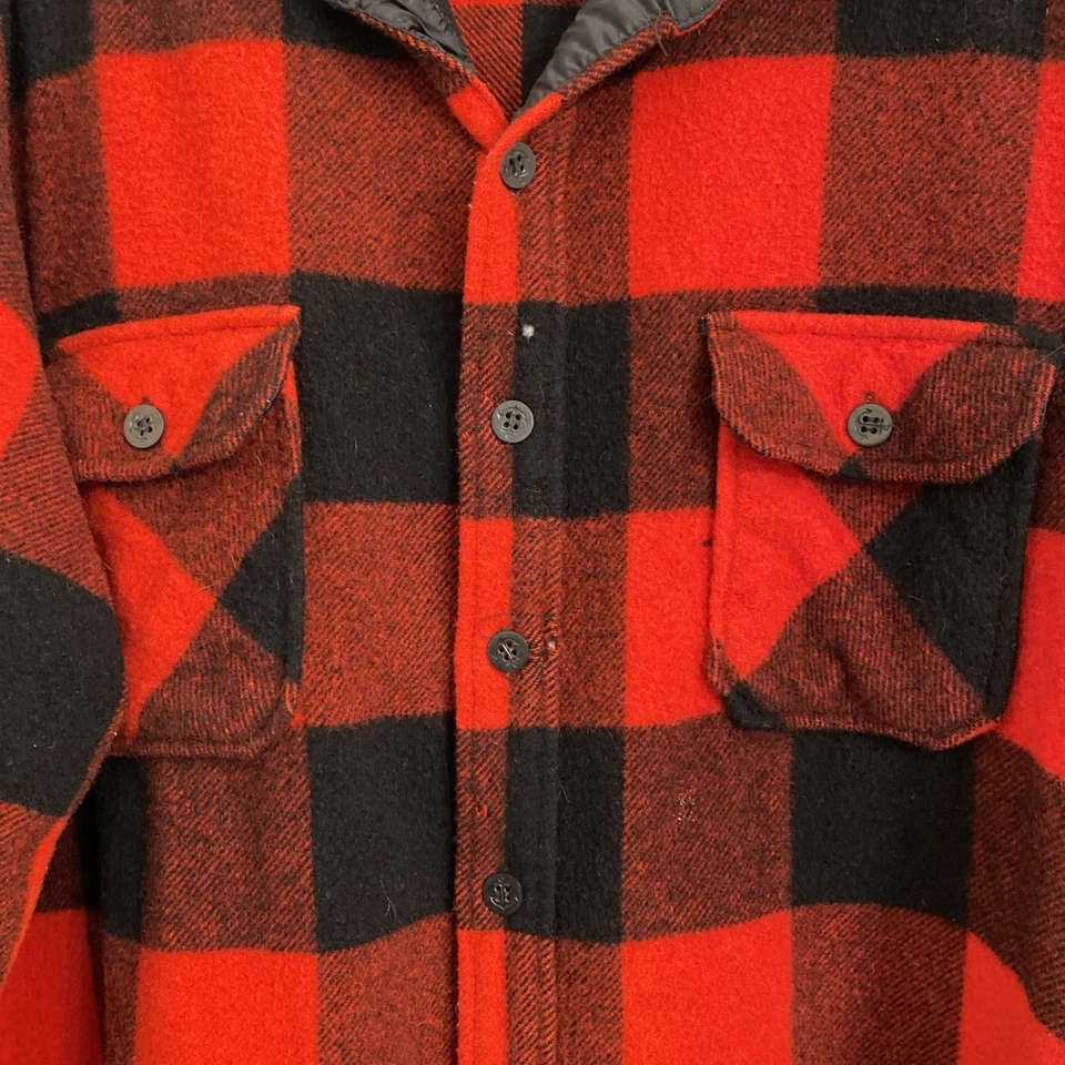 River Trader Wool Blend Red Black Checked Shirt Jacket L Used READ - Image 2 of 4