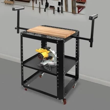 Rolling Planer Stand with Extension Rollers Height Adjustable Tool Stand Table