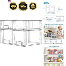 Stackable Storage Drawers Set 4 Acrylic Organizers for Kitchen Bathroom Closet