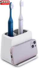 the Ledge Toothbrush Holder, 2-Slot, Bathroom Vanity Counter Organizer with Cord