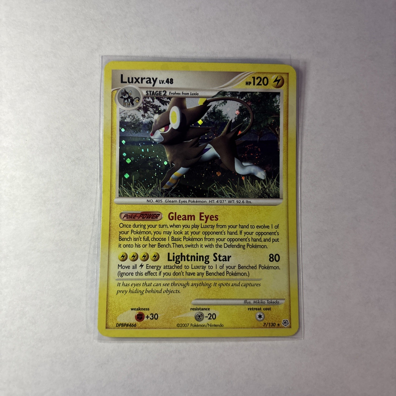 Luxray LV. 48 Stage 2 Holographic Pokemon Trading Card 7/130 Diamond and Pearl 