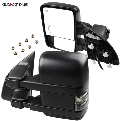 Pair Tow Mirrors for 08-16 Ford F250-F550 Puddle LED Turn Signals Power Heated