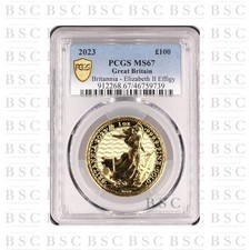 2023 1oz £100 Britannia Queen Elizabeth II Effigy Gold Coin - PCGS MS67
