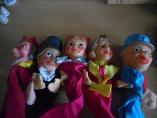 5 Anciennes Marionnettes à mains Vintage