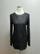 CECICO Black Sheer Knit Long Sleeve Sweater Dress Sz M