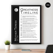 Mother Teresa, Greatness Timeline, Motivational Wall Art, Motivational Wall Art