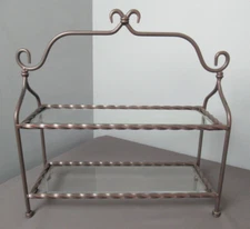 Rod Iron Shelf Stand for Counter w/ 2 Pcs of Beveled Glass - d4 pp