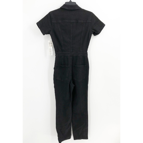 GOOD AMERICAN Fit For Success Jumpsuit 8 5XL Black Short Sleeve Denim NWT - Picture 8 of 17