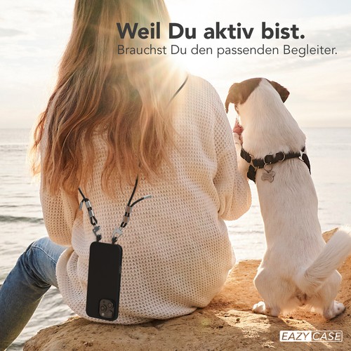 EAZY CASE Hülle mit Band für iPhone 16 Pro Max Handyhülle Kette umhängen Silikon - Afbeelding 5 van 14