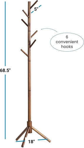 Zober hochwertiger Holzbaummantel Gestellständer, 6 Haken, 3 verstellbare Größen - Bild 2 von 7