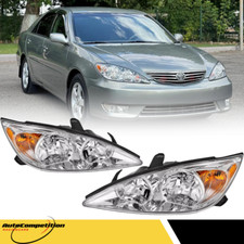 For 2002-2004 Toyota Camry Sedan Front Headlights Assembly Chrome Housing Lhrh