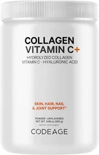 Collagen Peptides Powder + Vitamin C - 20G Grass-Fed Collagen per Serving - D...
