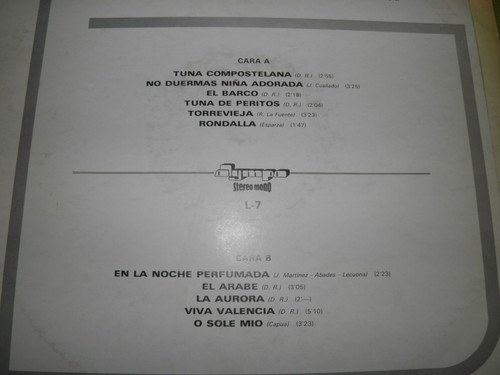 Tuna De La Escuela Tecnica De Valencia - Tuna Compostela - 1972 Spain Flamenco - Picture 3 of 3