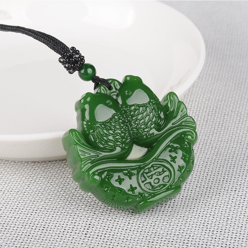 Pendant Necklace Chinese Jadeite Hand-carved Charm Jewelry Fashion Amulet