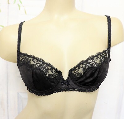 Hauchzarter Schwarzer Simone Perele Balconett Bügel Spitzen BH Schwarz 80 B 