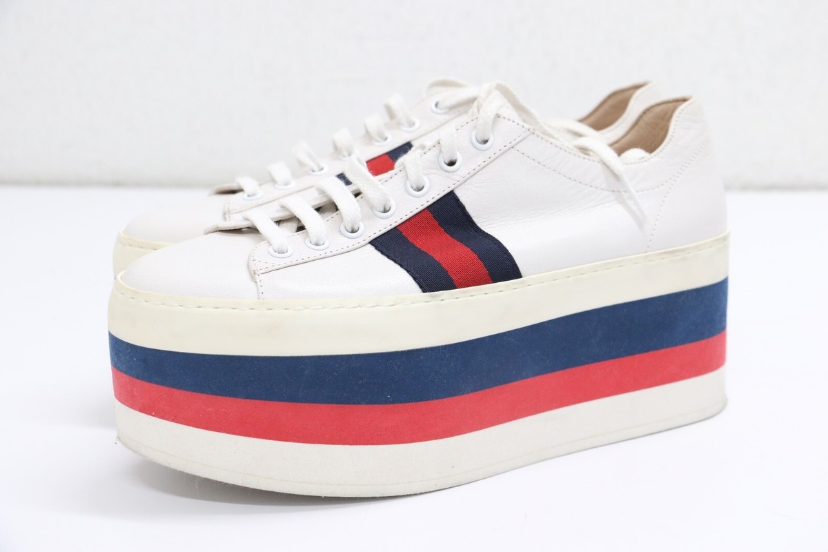 靴 GUCCI REGENT GREAT WHITE 38 Gucci High Top 'Great White' 386738 US10 leather sneakers