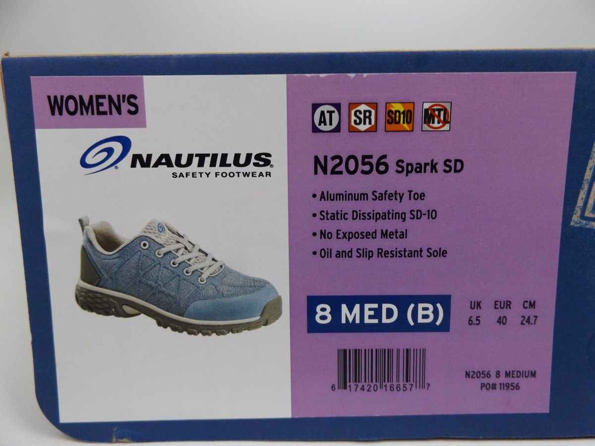 Nautilus Women's N2056 Spark Blue Safety Toe Work Shoes Size 8.0 M