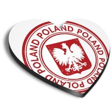 1x Heart Fridge MDF Magnet Poland Polska Flag Travel Stamp #56020