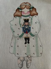 Hand Painted Needlepoint Canvas 18 CT LARGE ANGEL XMAS STAND UP IN WHITE DRESS