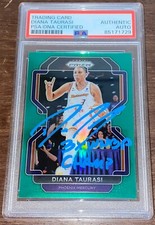 DIANA TAURASI Signed Auto 2022 Panini Prizm WNBA GREEN Phoenix Mercury #55 PSA