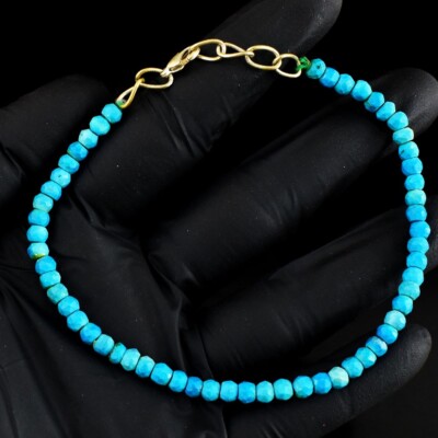 Hervorragendes Muster erstaunlich geschnitten blau Howlith 26 kt bestes Perlenarmband VK 28 E683