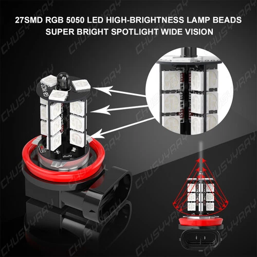 16Colors RGB H11 Fog Lights Bulbs w/ Lighting For 2015-2017 Subaru WRX/STI - Image 3 of 4