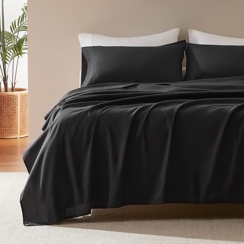 Nanotex Super Soft Cooling King Bed Sheets Set 4 Piece - Easy Care Fitted Flat S