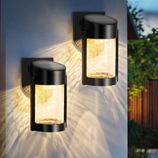 2 Pack Solar Wall Lights Outdoor, IP65 Waterproof Wall Light for Porch, Fence, S