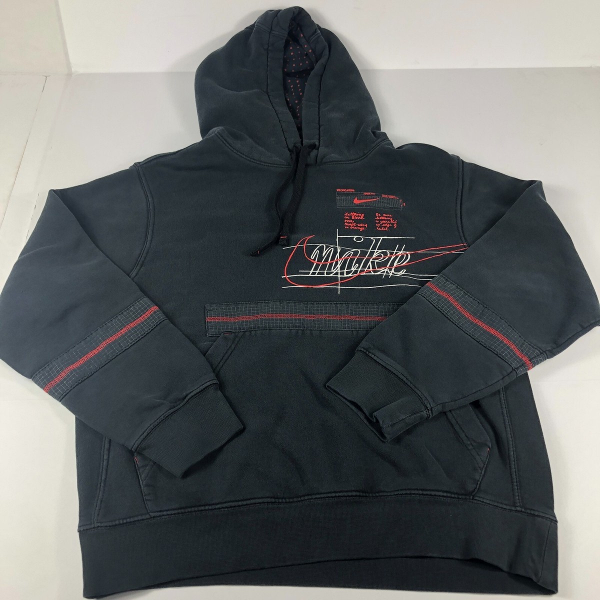 nike swoosh hoodie black and red