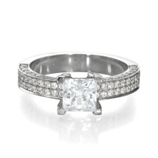 1 1/2 Carat Solitaire Princess Cut Diamond Engagement Ring D/VS1 14K White Gold