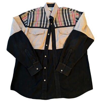 THE SAN ANGELO VTG WESTER RODEO LONG SLEEVE BUTTON UP TOP MENS LARGE | D2