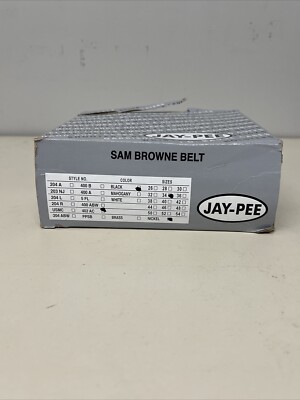 Jay Pee Sam Browne Belt 402AC Black with Nickel Hardware Size 34