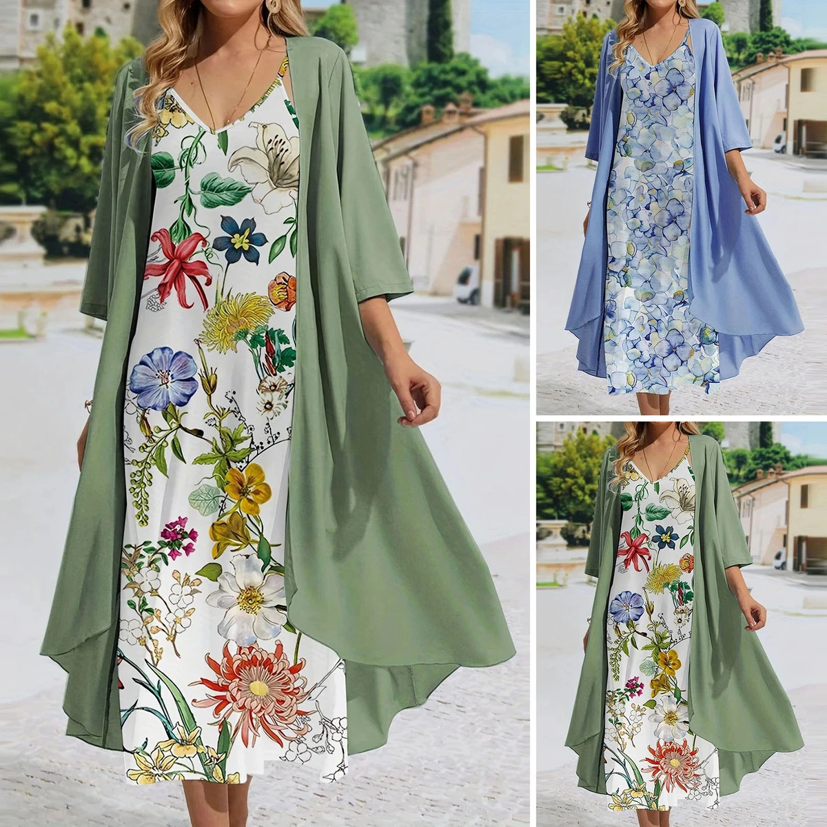 Maxi dress cheap and cardigan