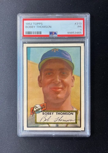1952 Topps - High # #313 Bobby Thomson - DEAD CENTER and Razor Corners