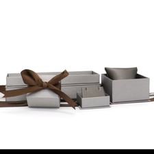 Lot of 12 Steel Grey Leatherette Jewelry Ring, Bracelet, Earring, Pendant, Boxes