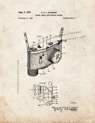 Reflex Camera Patent Print Old Look