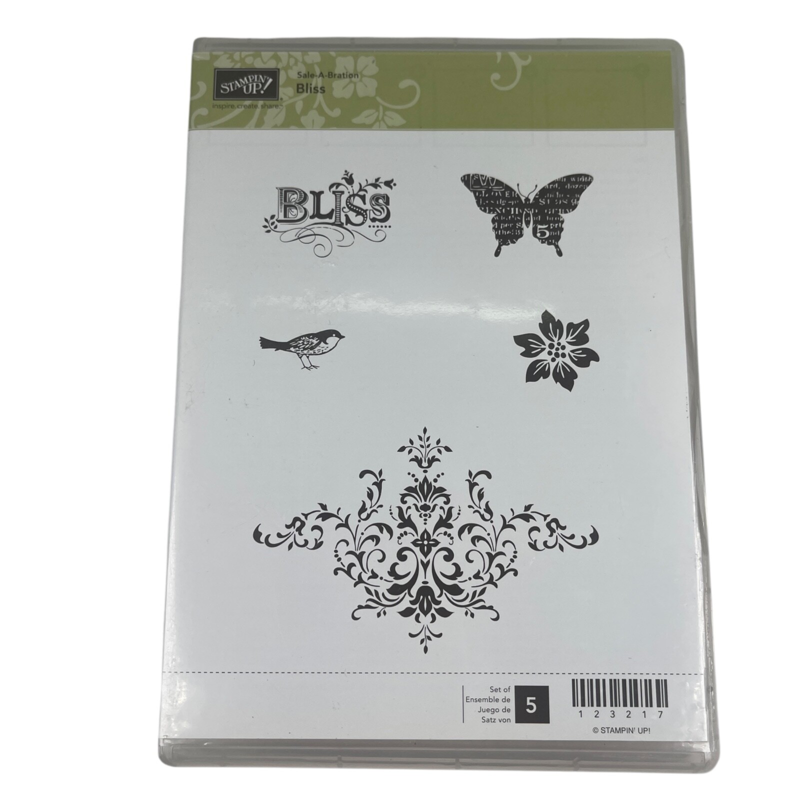NEW Stampin' Up! Stamp Set Bliss 5 Stamps Butterfly Bird Filial
