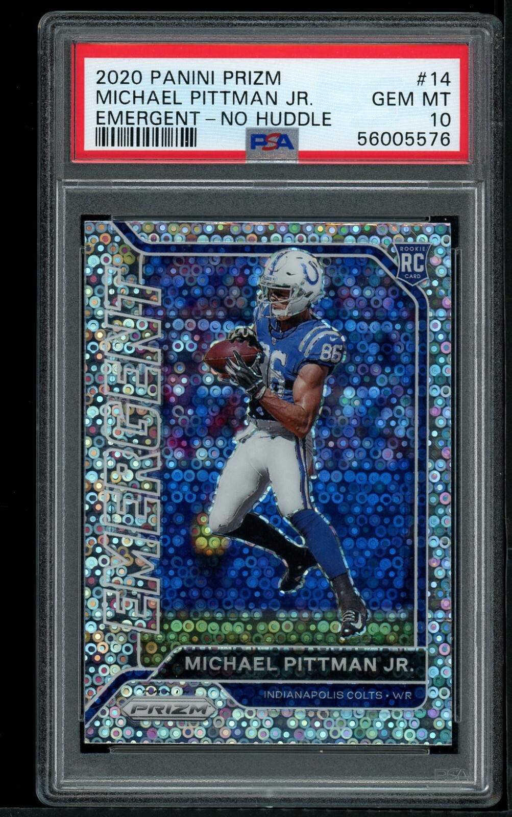 2020 Panini Prizm Michael Pittman Jr. Emergent No Huddle #14 RC PSA 10