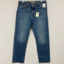 New Levi's Premium Medium Wash Button Fly Ribcage Straight Ankle Jeans size 32