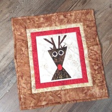 Christmas Quilt Wall Hanging Reindeer Team Handmade Holiday Decor 3D