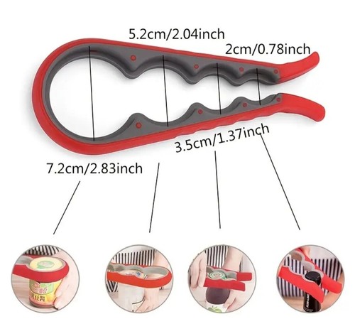 1 Piece RED Bottle Jar Opener 4 Sizes For Many Options HANDY Kitchen Gadgets! - Picture 3 of 4