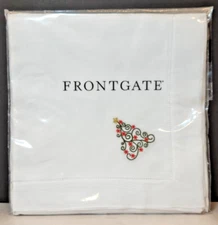 Frontgate Holiday Tree Dinner Napkins 6 Set 20x20 Cotton Linen New
