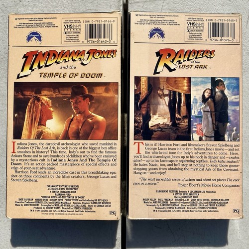 Raiders of the Lost Ark (1981) Indiana Jones and the Temple of Doom (1984) VHS - Picture 2 of 3