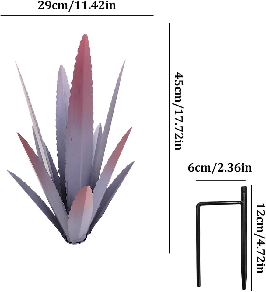 Estatua de arte de jardín rural plantas de agave de metal rústico al aire libre hágalo usted mismo decoración estaca Foto 4 de 4