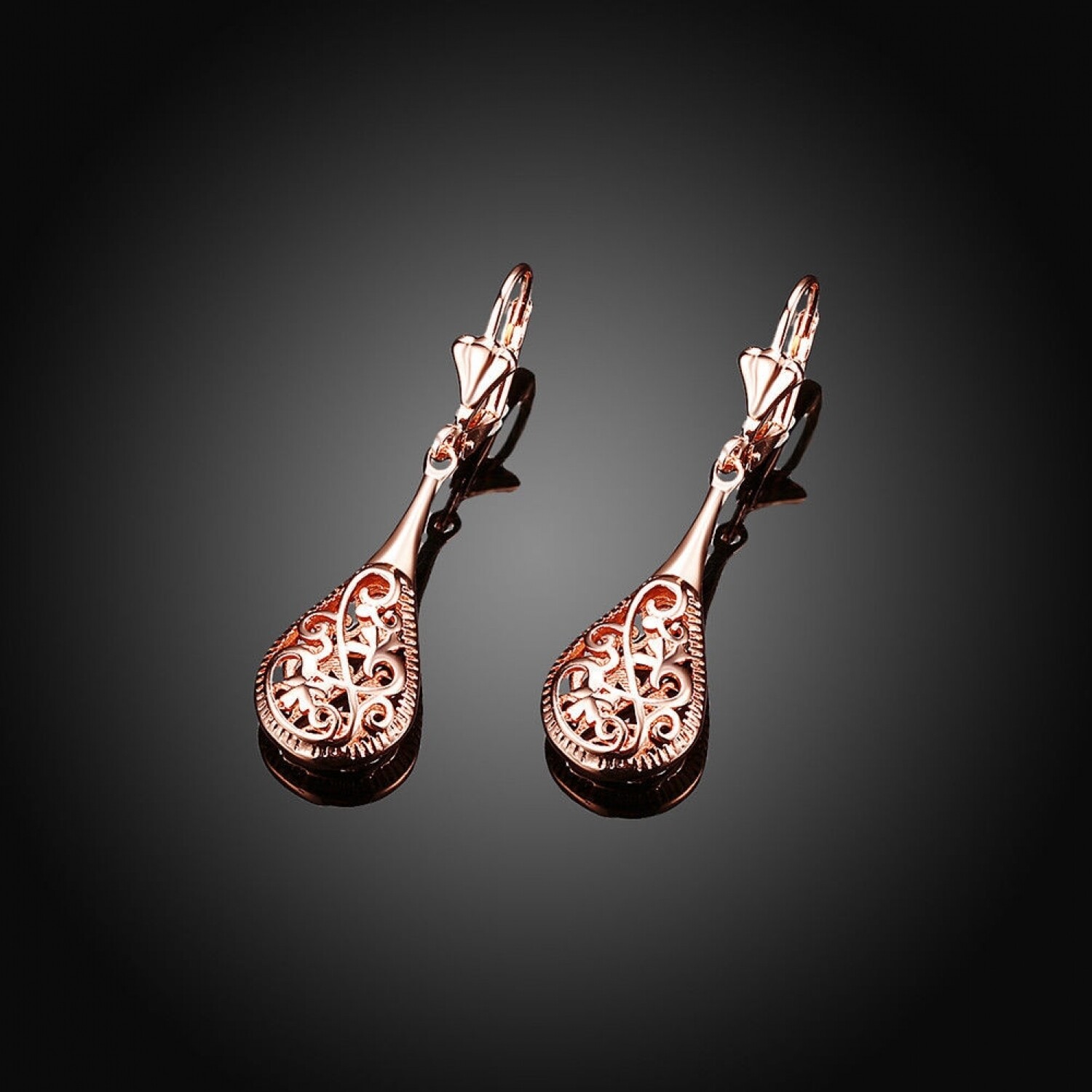 Filigree Lute Teardrop Jewelry Sterling Lever Back Drop Dangle Earrings