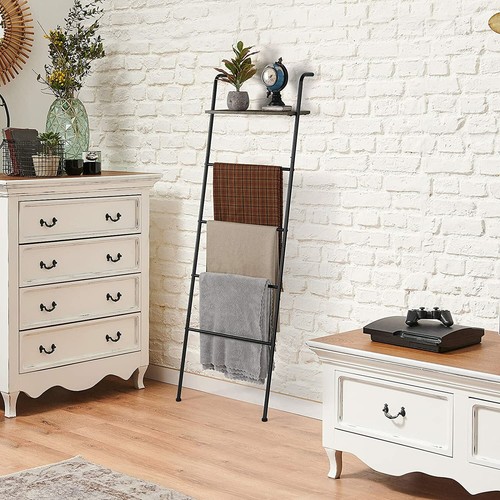 Wand Anlehn Handtuch Leiter Deckenhalter Regal mit Ablage für Wohnzimmer Bad - Bild 19 von 26