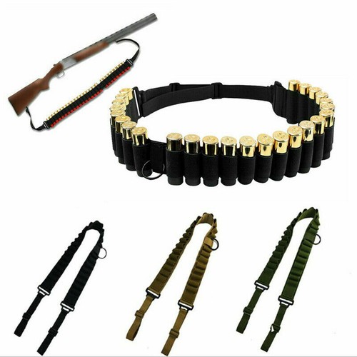 For 12GA 20GA Gauge 25 Shell Tactical Ammo Holder Shotgun Rifle Sling - Afbeelding 1 van 14