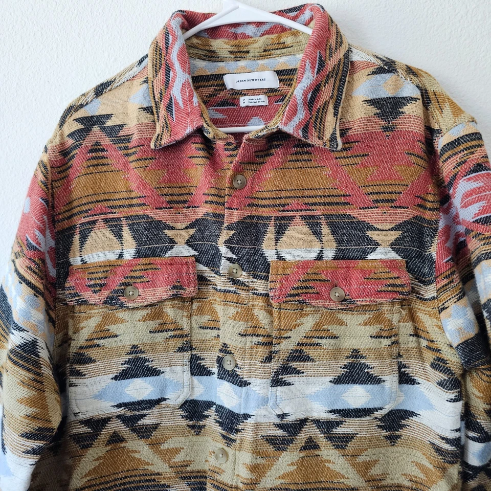 Urban Outfitters мужчин Aztec Southwest рубашка куртка Shacket жаккард фланель размер M - Изображение 3 из 4