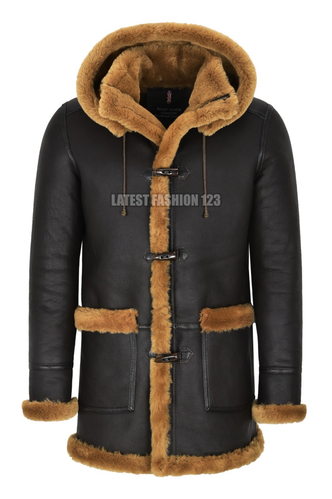 ALTRA Men's Leather Sheepskin Duffle Coat B3 F 42 Hooded 100% Shearling Ivar Jacket